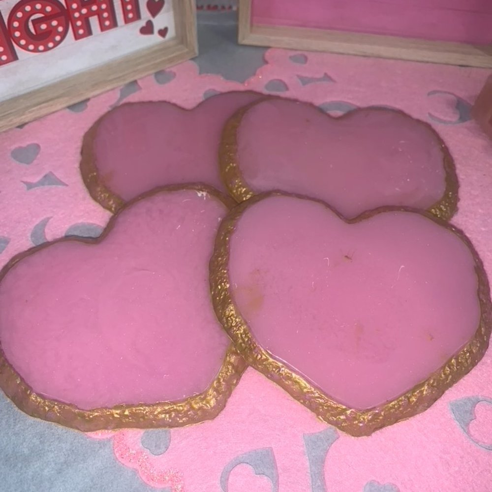 Pink Heart Coasters